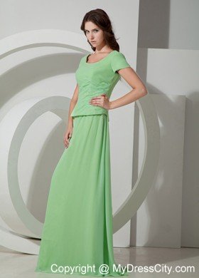 Apple Green Empire Scoop Beaded Chiffon Short Sleeves Mother Of The Bride Dress