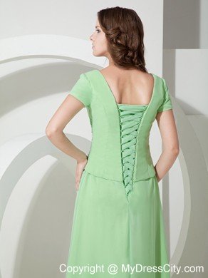 Apple Green Empire Scoop Beaded Chiffon Short Sleeves Mother Of The Bride Dress