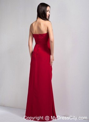 Strapless Red Floor-length Chiffon Beading and flower Decorate Mother Dress with Jacket