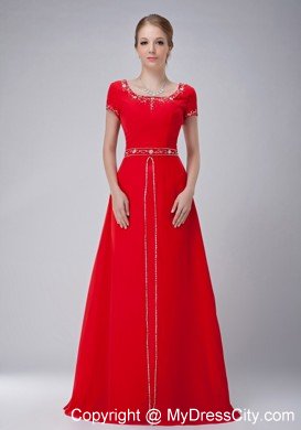 Red Empire Scoop Floor-length Mother Of The Bride Dress with Rhinestone and Embroidery