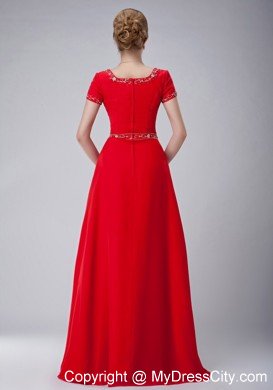 Red Empire Scoop Floor-length Mother Of The Bride Dress with Rhinestone and Embroidery