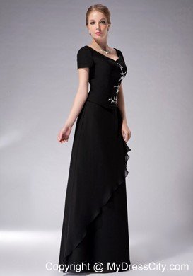 Black Empire Scoop Floor-length Chiffon Mother Of The Bride Dress with Appliques