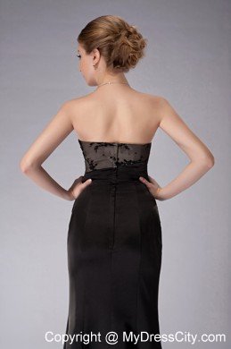 Strapless Black Ankle-length Taffeta Appliques Mother Of The Bride Dress with Jacket