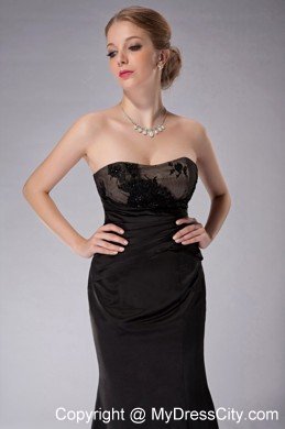 Strapless Black Ankle-length Taffeta Appliques Mother Of The Bride Dress with Jacket