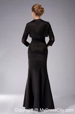 Strapless Black Ankle-length Taffeta Appliques Mother Of The Bride Dress with Jacket