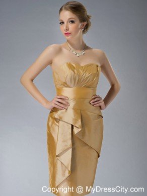 Knee-length Yellow Column Sweetheart Taffeta Ruched Mothers Dresses with Jacket