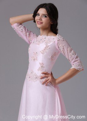 Appliques Bateau Baby Pink Brush Train Mother Bride Dress