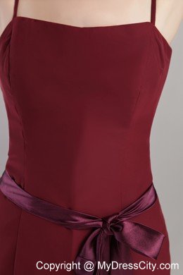 Burgundy Knee-length Sash Chiffon Mother Bride Dress