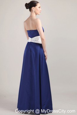 Long Royal Blue and White Mother Bride Dress with Tippet