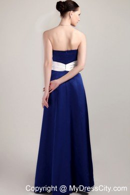 Long Royal Blue and White Mother Bride Dress with Tippet