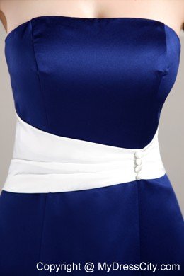 Long Royal Blue and White Mother Bride Dress with Tippet