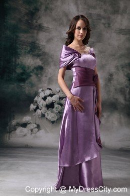 Off-the-shoulder Flowery Long Lavender Mother of The Bride Dress