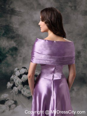 Off-the-shoulder Flowery Long Lavender Mother of The Bride Dress