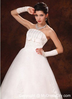 New Style Beading Decorate Waist Strapless Wedding Gowns for 2013