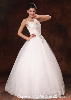 Summer Spaghetti Straps Beading Bowknot Wedding Dresses for Appliques