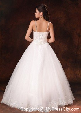 Summer Spaghetti Straps Beading Bowknot Wedding Dresses for Appliques