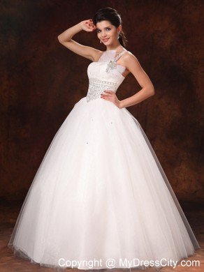 Hottest Beading Decorate Waist One Shoulder Bowknot Wedding Gowns