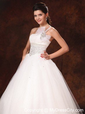 Hottest Beading Decorate Waist One Shoulder Bowknot Wedding Gowns