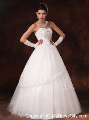 Lace A-line Sweetheart Beaded Appliques 2013 Spring Wedding Dress