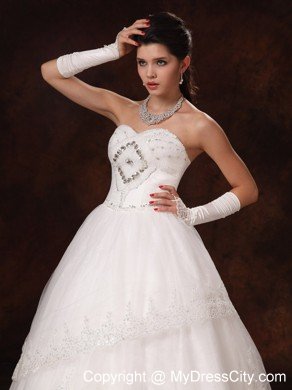 Lace A-line Sweetheart Beaded Appliques 2013 Spring Wedding Dress