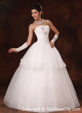 Hot Sale Puffy Sweetheart Lace Beaded Wedding Gowns for Outdoor