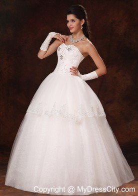 Hot Sale Puffy Sweetheart Lace Beaded Wedding Gowns for Outdoor