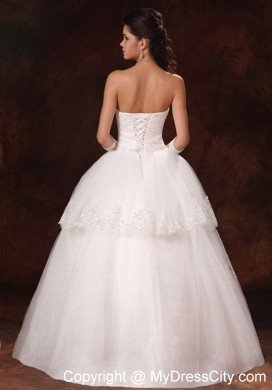 Hot Sale Puffy Sweetheart Lace Beaded Wedding Gowns for Outdoor