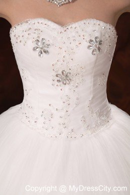 Hot Sale Puffy Sweetheart Lace Beaded Wedding Gowns for Outdoor