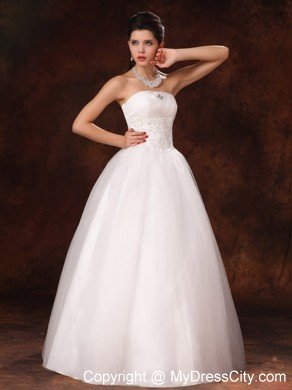 2013 New Arrival Strapless Appliques Beading Wedding Dress for 2013