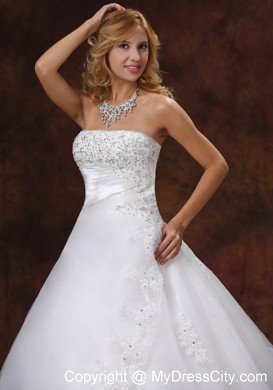 Appliques Strapless Ball Gown Wedding Dress For 2013 Spring Hall