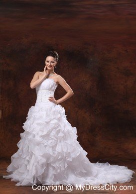 2013 Luxurious Princess Beading Ruffles Wedding Dresses With Zipper Back