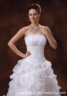 2013 Luxurious Princess Beading Ruffles Wedding Dresses With Zipper Back