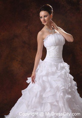 2013 Luxurious Princess Beading Ruffles Wedding Dresses With Zipper Back