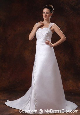 Princess with Embroidery Straps Court Train Wedding Gown for 2013