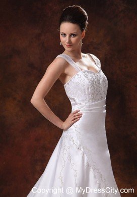 Princess with Embroidery Straps Court Train Wedding Gown for 2013