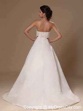 Puffy Strapless Beaded Court Train 2013 Wedding Dress For Church