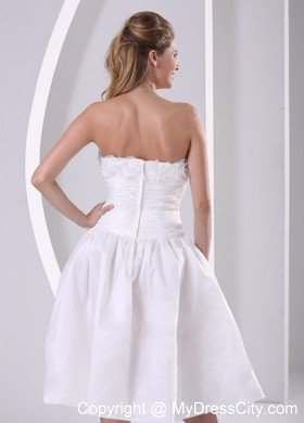 Elegant A-line Strapless Tea-length Flowers Wedding Dress For Hall