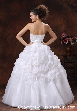 Puffy Spaghetti Straps Embroidery Decorate Bodice Long Wedding Dress