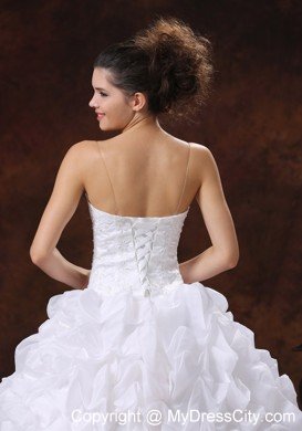 Puffy Spaghetti Straps Embroidery Decorate Bodice Long Wedding Dress