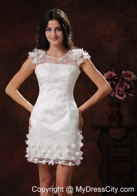 Short Appliques Decorate White Scoop Wedding Bridal Gown 2013 In Style