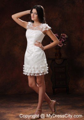 Short Appliques Decorate White Scoop Wedding Bridal Gown 2013 In Style