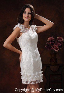 Short Appliques Decorate White Scoop Wedding Bridal Gown 2013 In Style