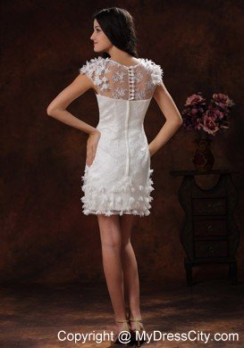 Short Appliques Decorate White Scoop Wedding Bridal Gown 2013 In Style