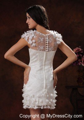 Short Appliques Decorate White Scoop Wedding Bridal Gown 2013 In Style