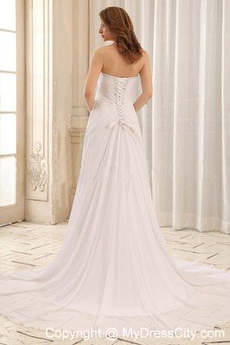 Latest Empire Halter Applique and Ruche Wedding Dress For Beach Wedding