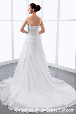 Affordable Princess Sweetheart Wedding Dress With Appliques and Ruche