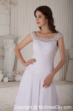 Lovely Empire Chiffon Scoop Court Train Embroidery Ruched Wedding Dress