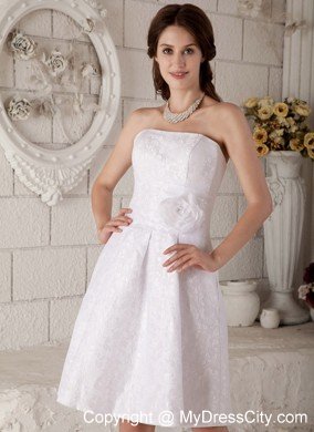 New Strapless Princess Lace Hand Made Flower Wedding Dress Knee-length