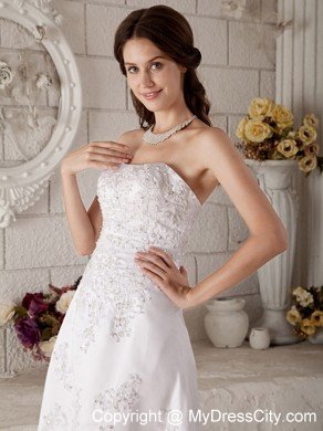 Discounted Strapless High-low Embroidery and Beading Lace Wedding Dress