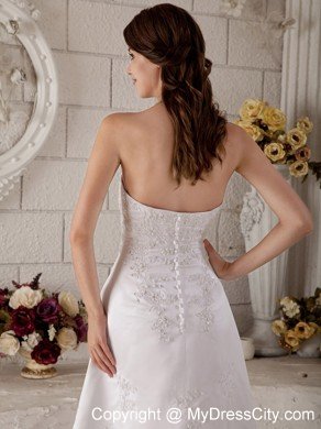 Discounted Strapless High-low Embroidery and Beading Lace Wedding Dress